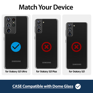[Dome Case] Galaxy S21 Ultra Clear case by Whitestone, Premium Tempered Glass Back Cover - Clear