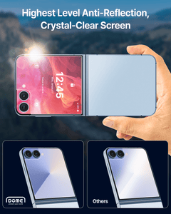 DOME GLASS Whitestone 2PACK EZ GLASS AR for Samsung Galaxy Z Flip 7 [Super Anti-Reflection], Full Coverage [Easy Install] Tempered Glass Screen Protector [2pack]