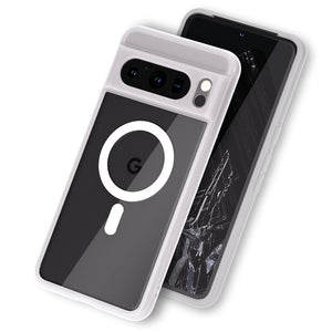 [Whitestone] Scope Case for Google Pixel 8 Pro (2023), Flexible Silicone Black TPU Case, Compatible with Magsafe Wireless Charging - Solid Black/Clear White