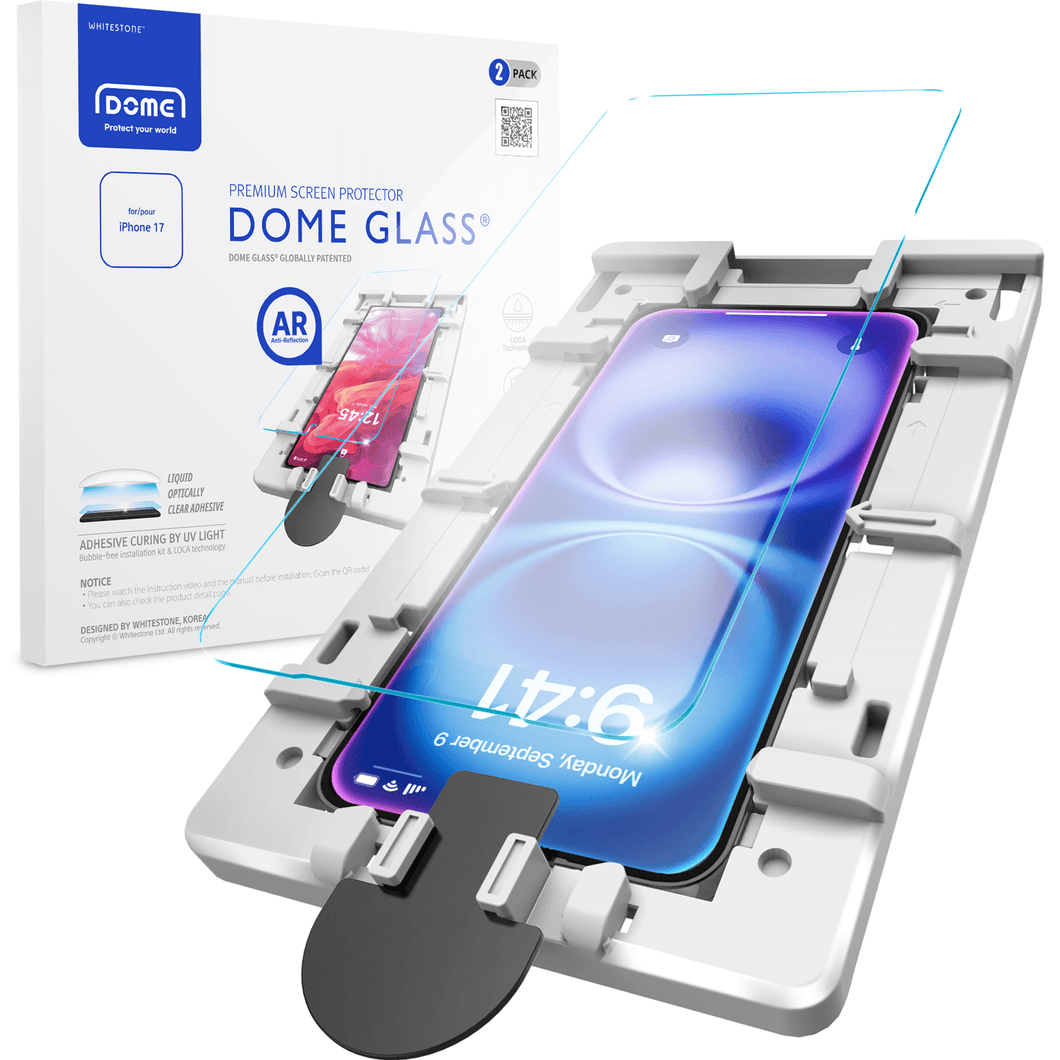 DOME GLASS Whitestone for iPhone 17 Series [Perfect Full Coverage] Tempered Glass Screen Protector with a technical patent [2Pack]