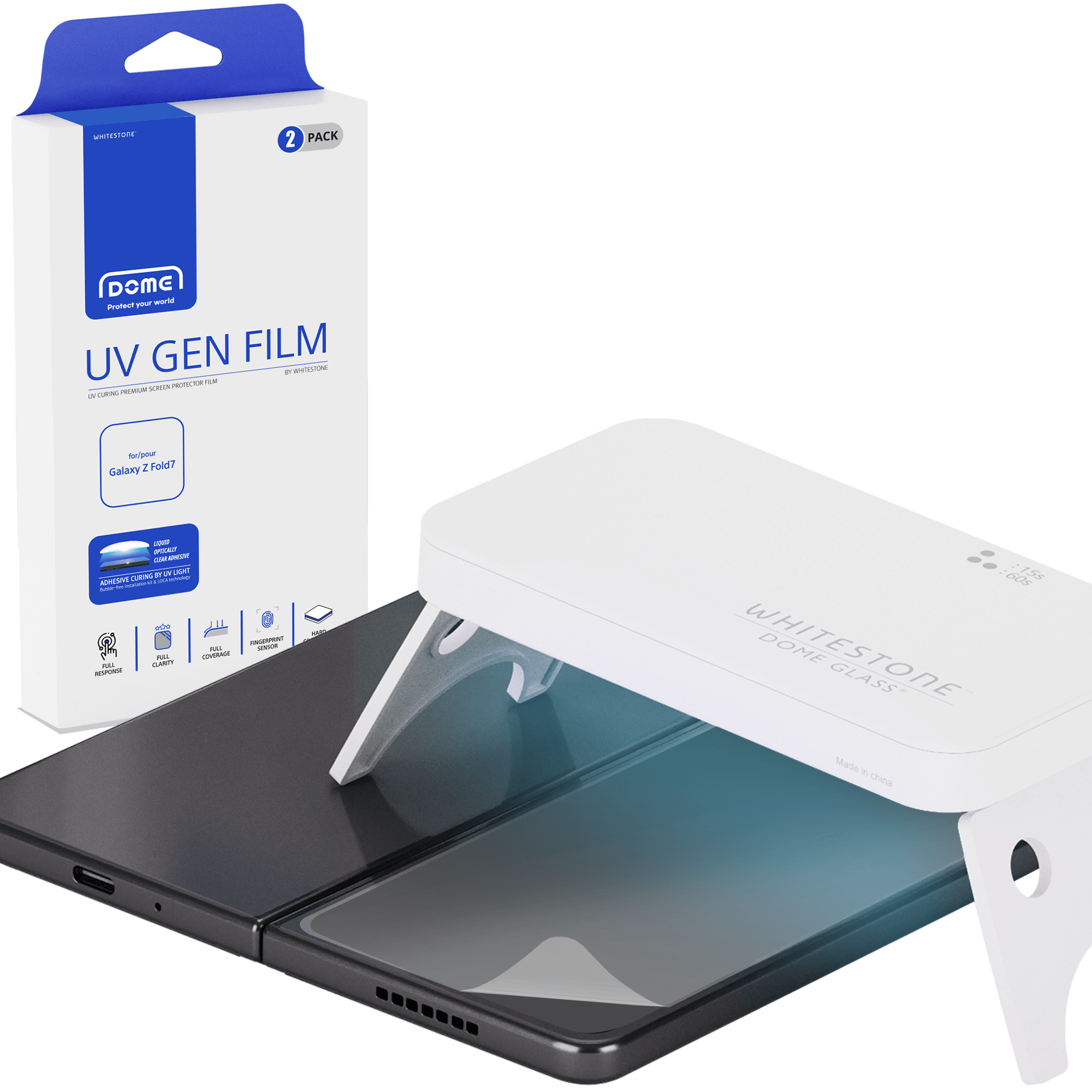 DOME GLASS Whitestone DOME UV GEN Film for Samsung Galaxy Z Fold  [Glass-Like Film] Screen Protector [2pack]