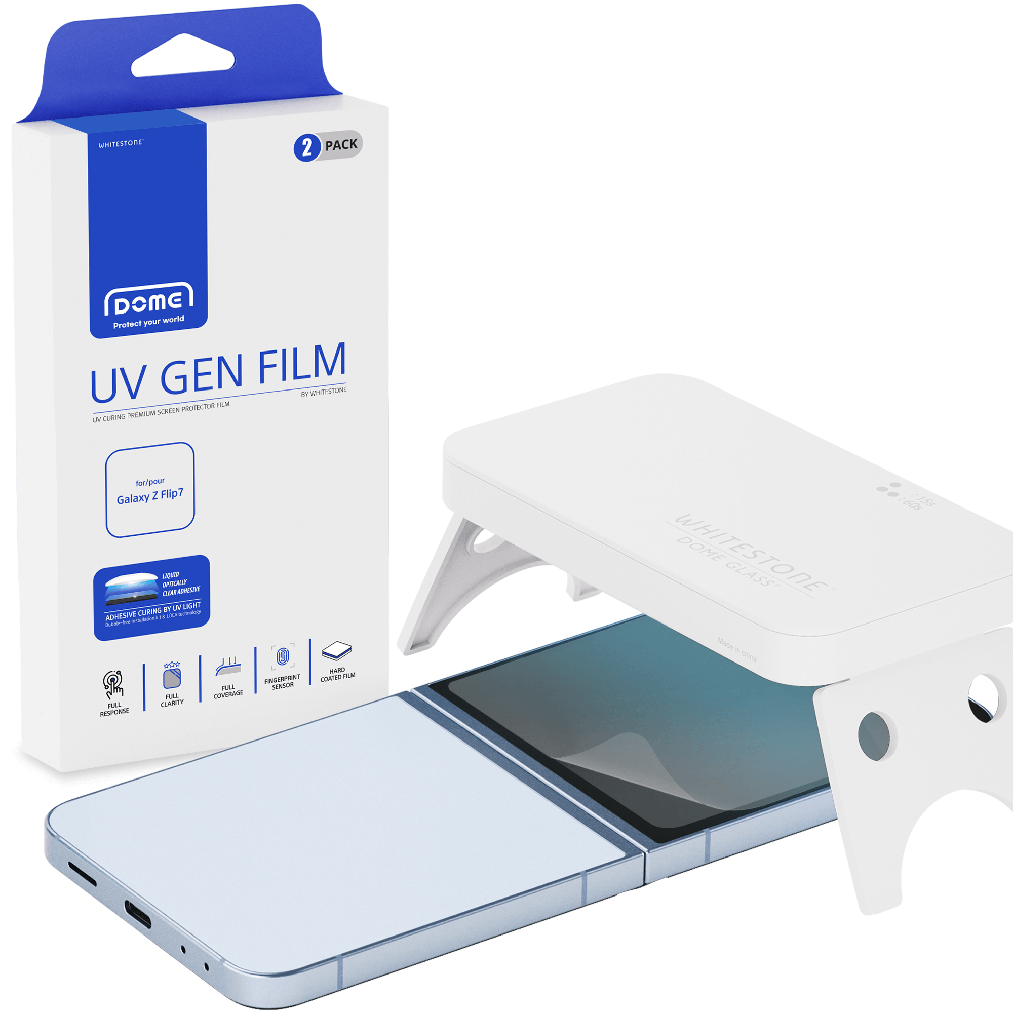 DOME GLASS Whitestone DOME UV GEN Film for Samsung Galaxy Z Flip  [Glass-Like Film] Screen Protector [2pack]