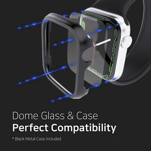 [Dome Glass] Apple Watch Series 8 and 7 (45mm) Tempered Glass Screen Protector [Liquid Dispersion Tech] With Case