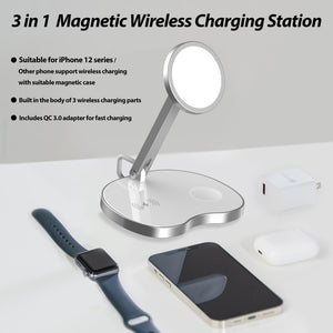 [Dome Charger] 3 in 1 Wireless Magnetic Charging Station - 15W QI Fast Wireless Charger