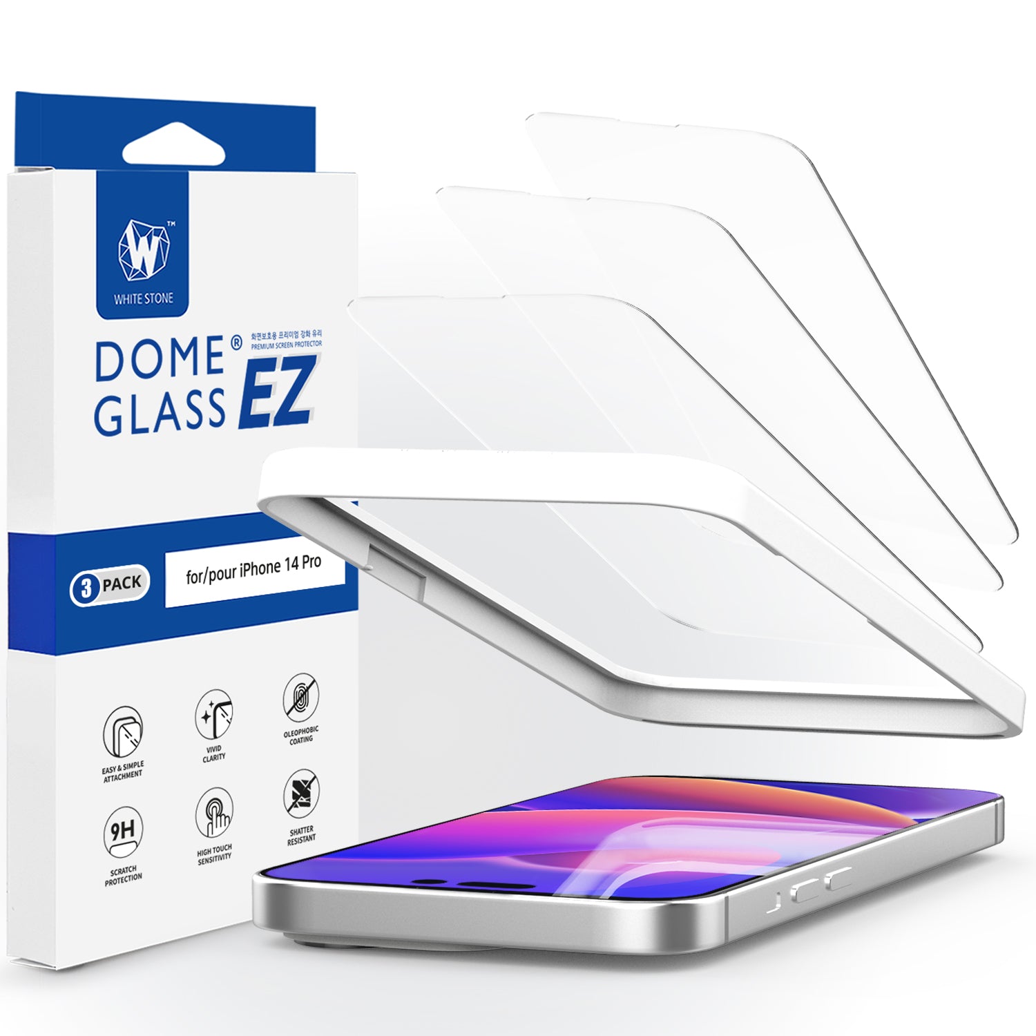 EZ] iPhone 14 Pro EZ Glass Screen Protector (6.1) - 3 Pack – Whitestonedome