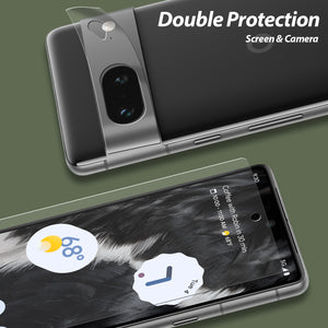 [Dome Glass] Google Pixel 7 (2022) Tempered Glass Screen Protector with 1 Pack of Camera Film Protector - 2Pack of Glass