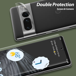 [Dome Glass] Google Pixel 7 Pro (2022) Tempered Glass Screen Protector with 1 Pack of Camera Film Protector - 2Pack of Glass