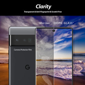 [Dome Glass] Google Pixel 6 Pro Tempered Glass Screen Protector [Liquid Dispersion Tech] With Camera Film Protector - 2 Pack of Glass