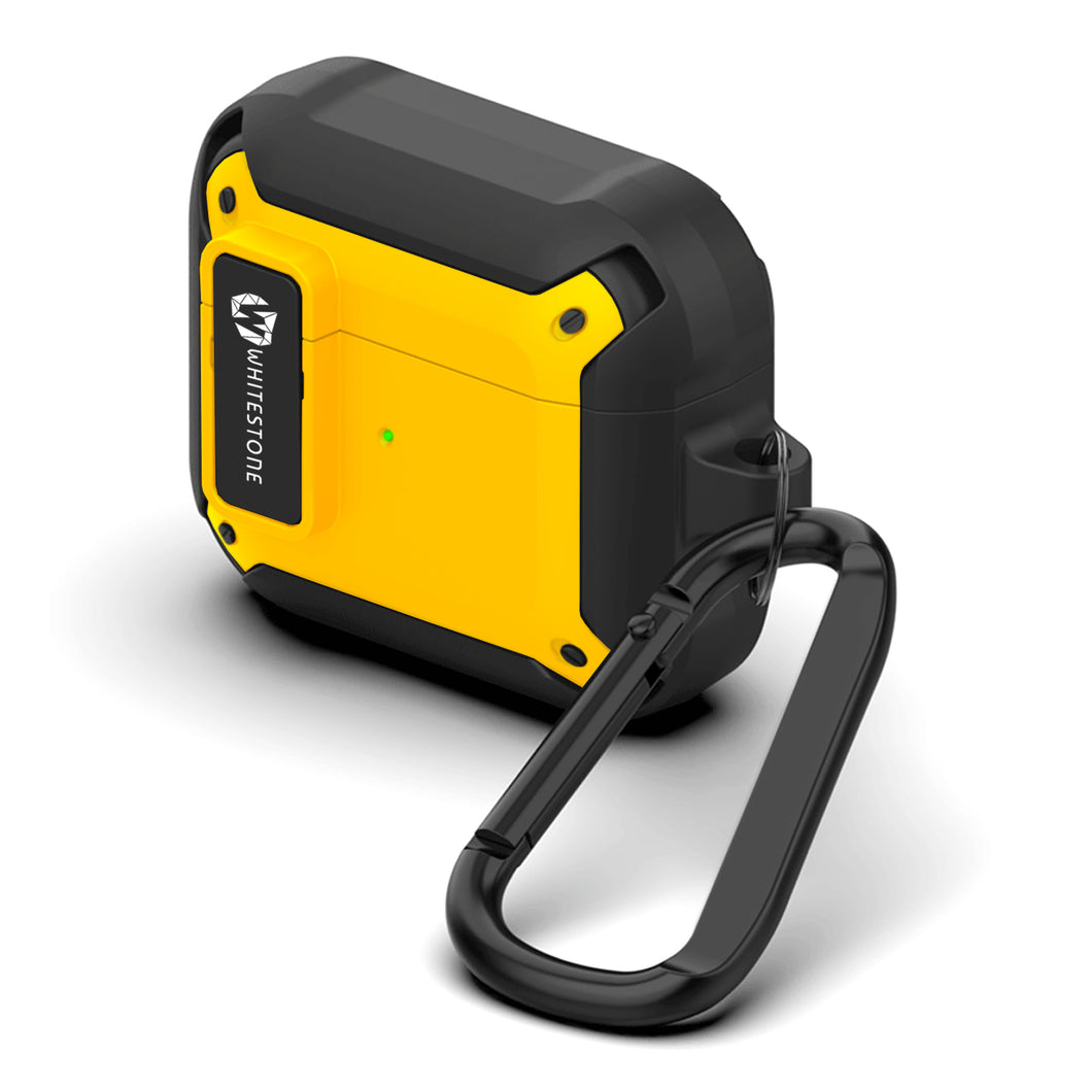 [Dome Case] Airpods 3 Rugged Lock Fullbody Protective Case with Carabiner Wireless Charging Supported (Black / Yellow)