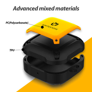 [Dome Case] Galaxy Buds 2 / Pro / Live Rugged Bumper Fullbody Protective Case with Carabiner (Black / Yellow)