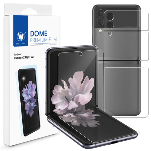 [Dome Film] Samsung Galaxy Z Flip 3 Film Screen Protector [1SET 4PCS] Anti-Shock, HD Clear, Self Healing EPU Film