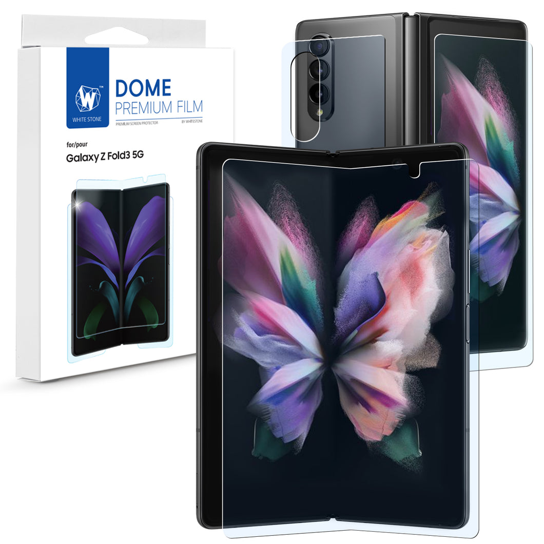 [Dome Film] Samsung Galaxy Z Fold 3 Film Screen Protector [1SET 3PCS] Anti-Shock, HD Clear, Self Healing EPU Film