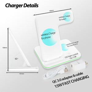 [Dome Charger] 3 in 1 Wireless Charging Station - 15W QI Fast Wireless Charger