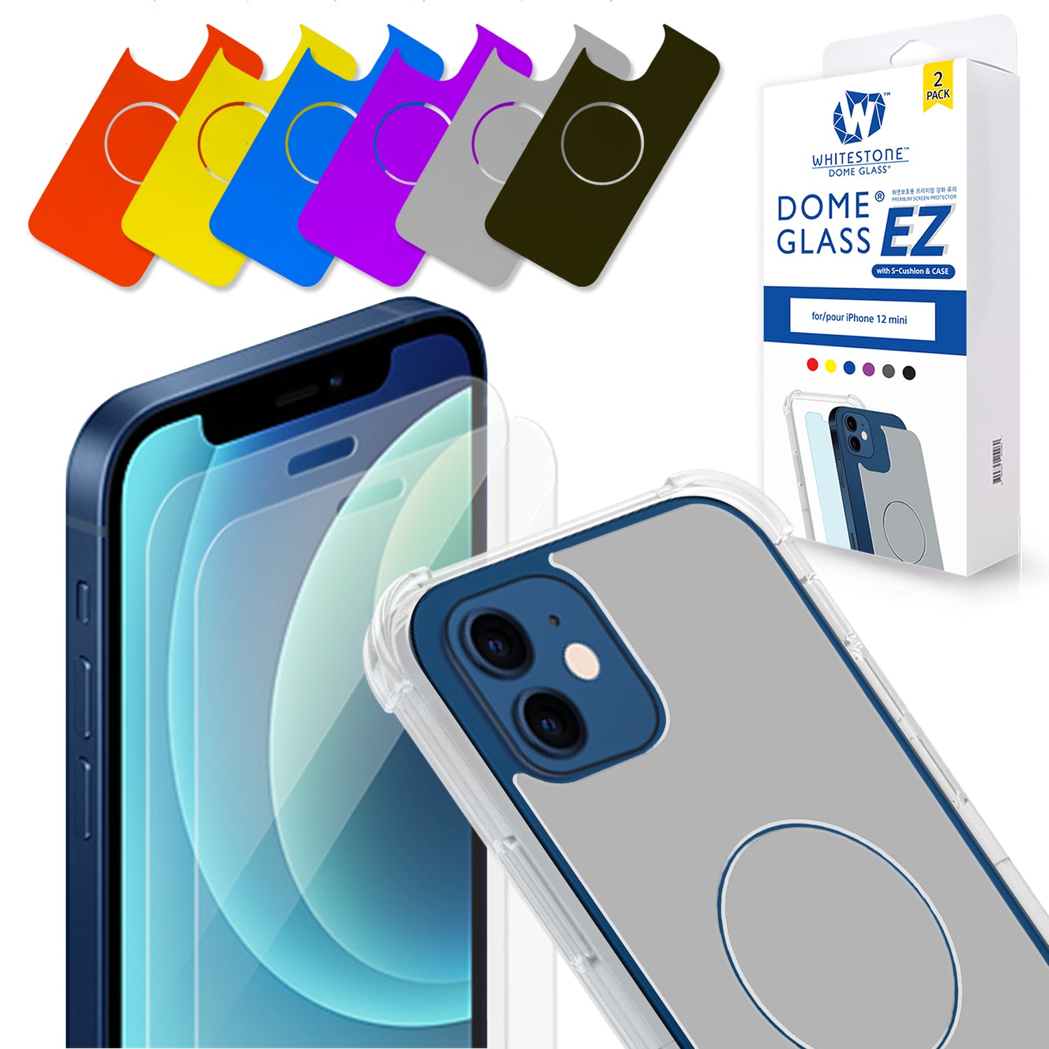 S-Cushion + EZ Glass + Case] iPhone 12 mini Premium Microfiber