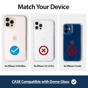 [Dome Case] iPhone 12 Pro Max (6.7") Clear case by Whitestone, Premium Tempered Glass Back Cover - Clear
