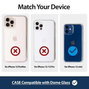[Dome Case] iPhone 12 Mini (5.4") Clear case by Whitestone, Premium Tempered Glass Back Cover - Clear
